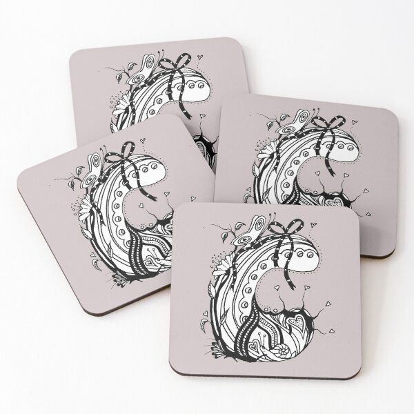 Item preview, The Letter C Alphabet Aussie Tangle in Black and White Transparent Background designed and sold by Heatherian.