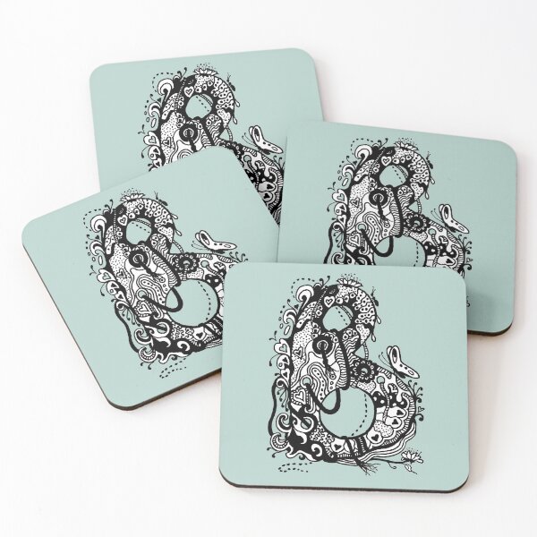 Item preview, The Letter B Alphabet Aussie Tangle in Black and White Transparent Background designed and sold by Heatherian.