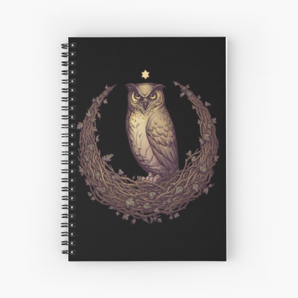 Owl Hedera Moon Spiral Notebook