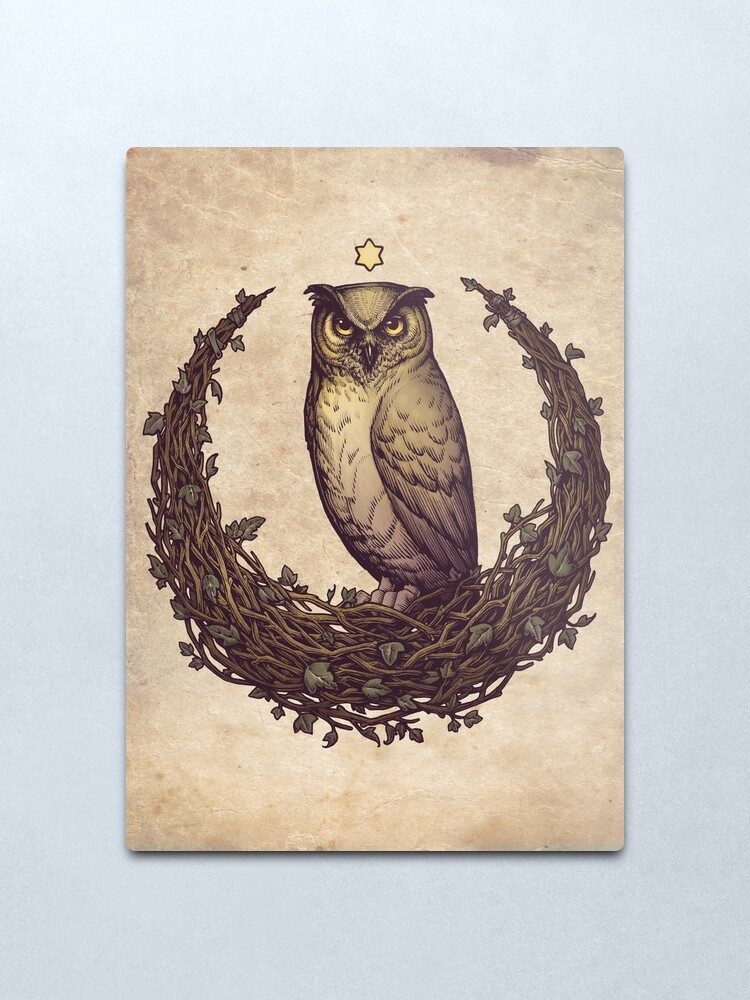 Alternate view of Owl Hedera Moon Metal Print