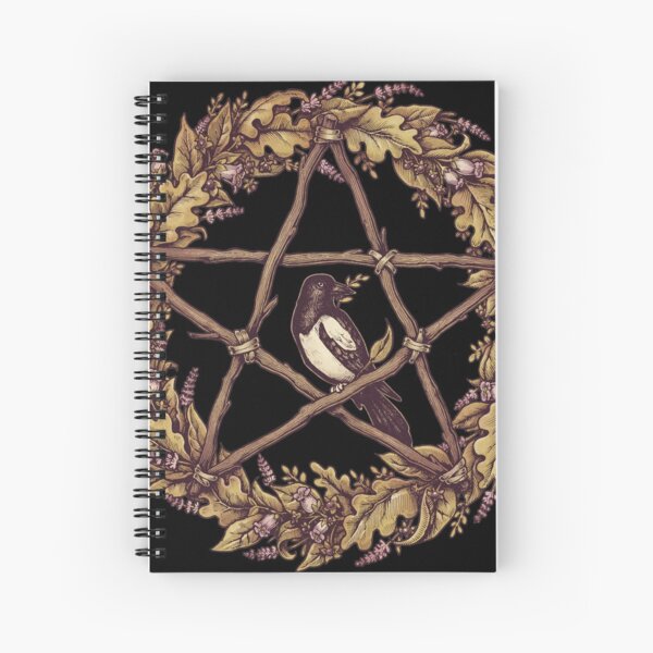 Botanical Pentacle Wreath Witch Spiral Notebook