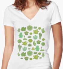 Succulents Women's Fitted V-Neck T-Shirt
