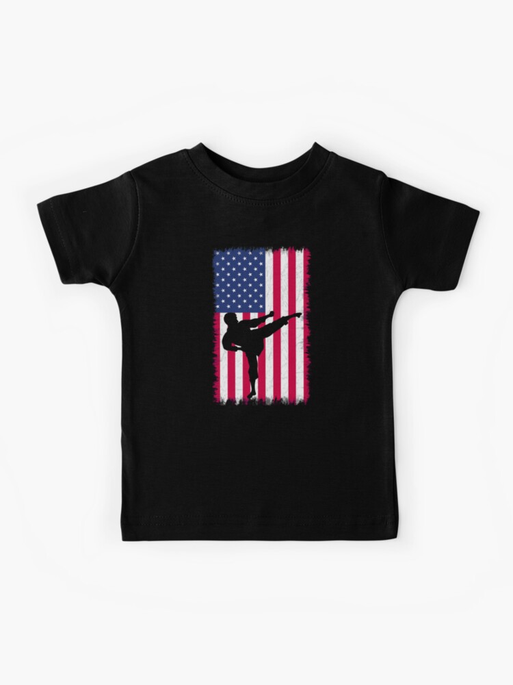 American Flag T-Shirt For Kids With Karate Boy Patriotic American Flag T-Shirt For Kids With Karate Boy Patriotic