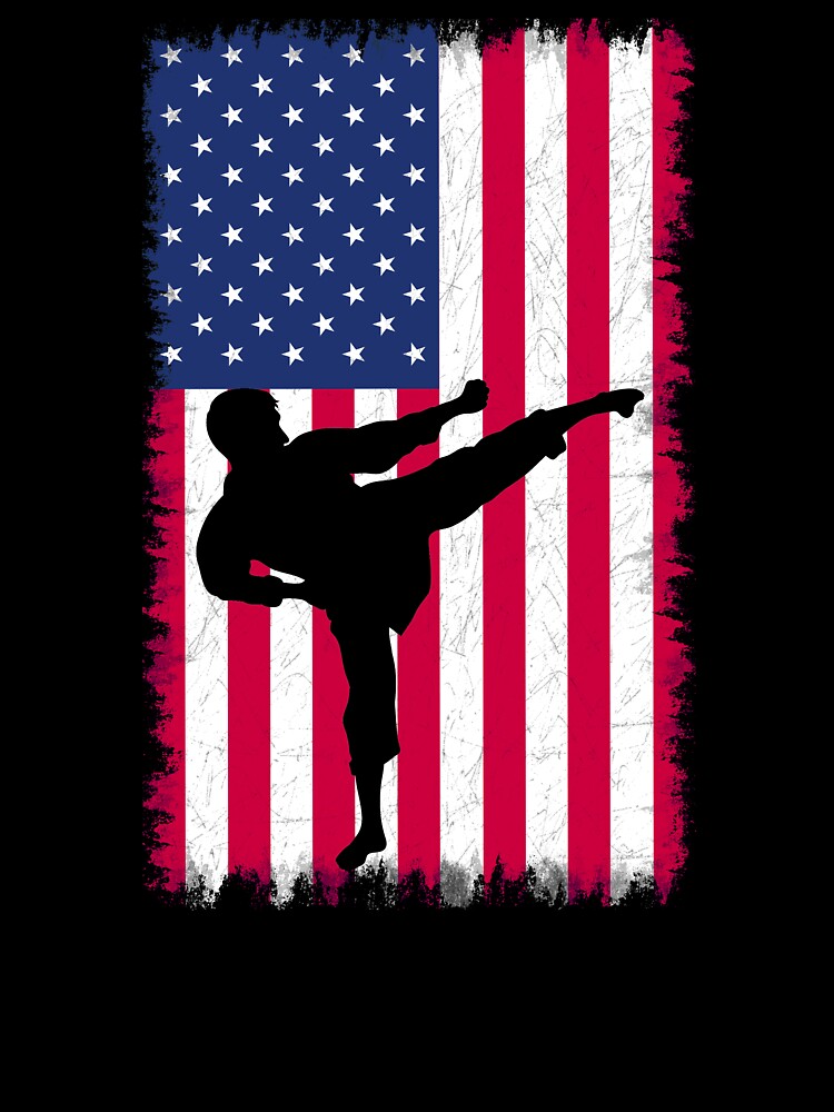 American Flag T-Shirt For Kids With Karate Boy Patriotic American Flag T-Shirt For Kids With Karate Boy Patriotic