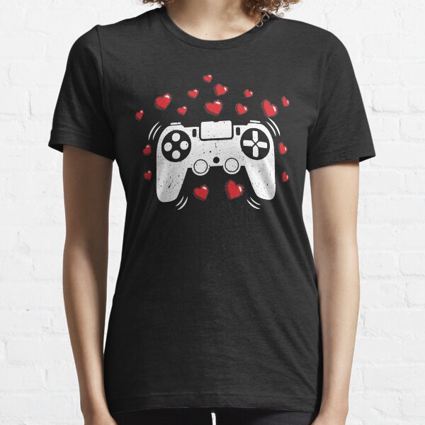 Gamer Heart Controller St Valentine's Day Cute Hearts Gift for Video Games Lover Essential T-Shirt