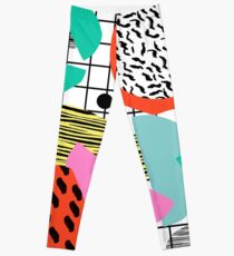 Posse - 1980's style throwback retro neon grid pattern shapes 80's memphis design neon pop art Leggings