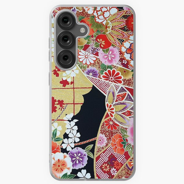 Item preview, ANTIQUE JAPANESE FLOWERS Pink White Jasmines, Peonies Kimono Style Floral designed and sold by BulganLumini.
