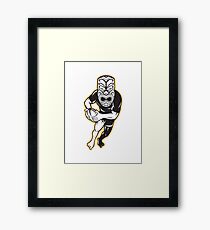 Maori Mask Rugby Player Running With Ball Framed Print
