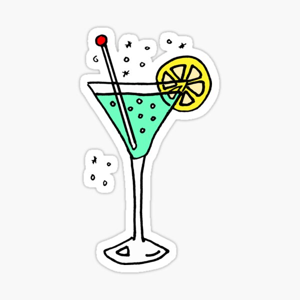 Green Bubbly Cocktail Glass Sticker