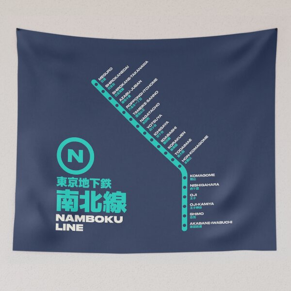 Item preview, Tokyo Namboku Line Train Station List Map Navy designed and sold by VoodooCircus.