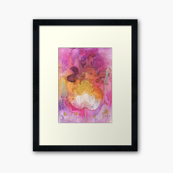 Lotus and Butterfly Framed Art Print