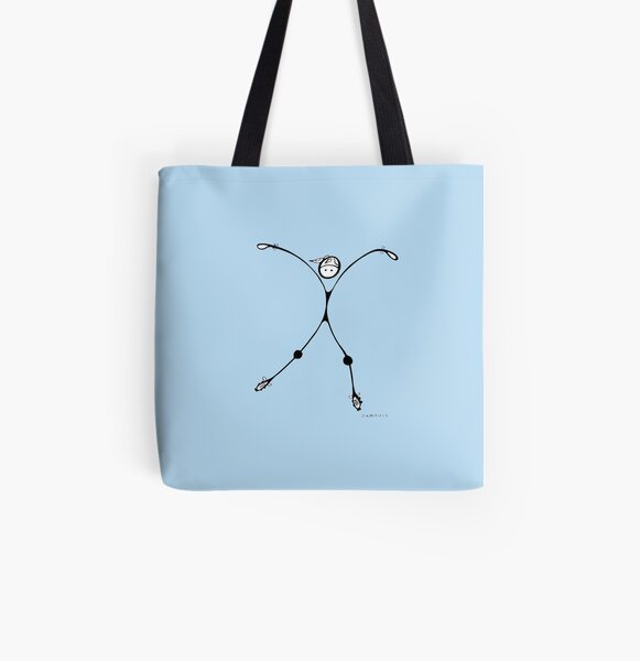 Stickman dude rollerblading. All Over Print Tote Bag