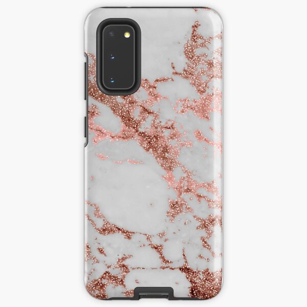 Stylish white marble rose gold glitter texture image Samsung Galaxy Tough Case