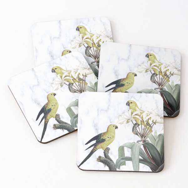Item preview, Birds, Yellow Birds Graphic Design on  White Marble Designed Background Garden Home Decor & Gifts designed and sold by tamdevo1.