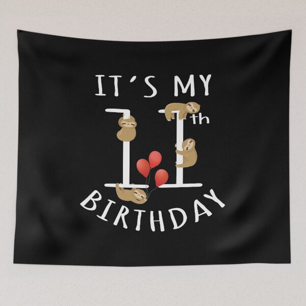 Item preview, It's My 11th Birthday Sloth 11 Years Old Kid B-day Party design designed and sold by Grabitees.