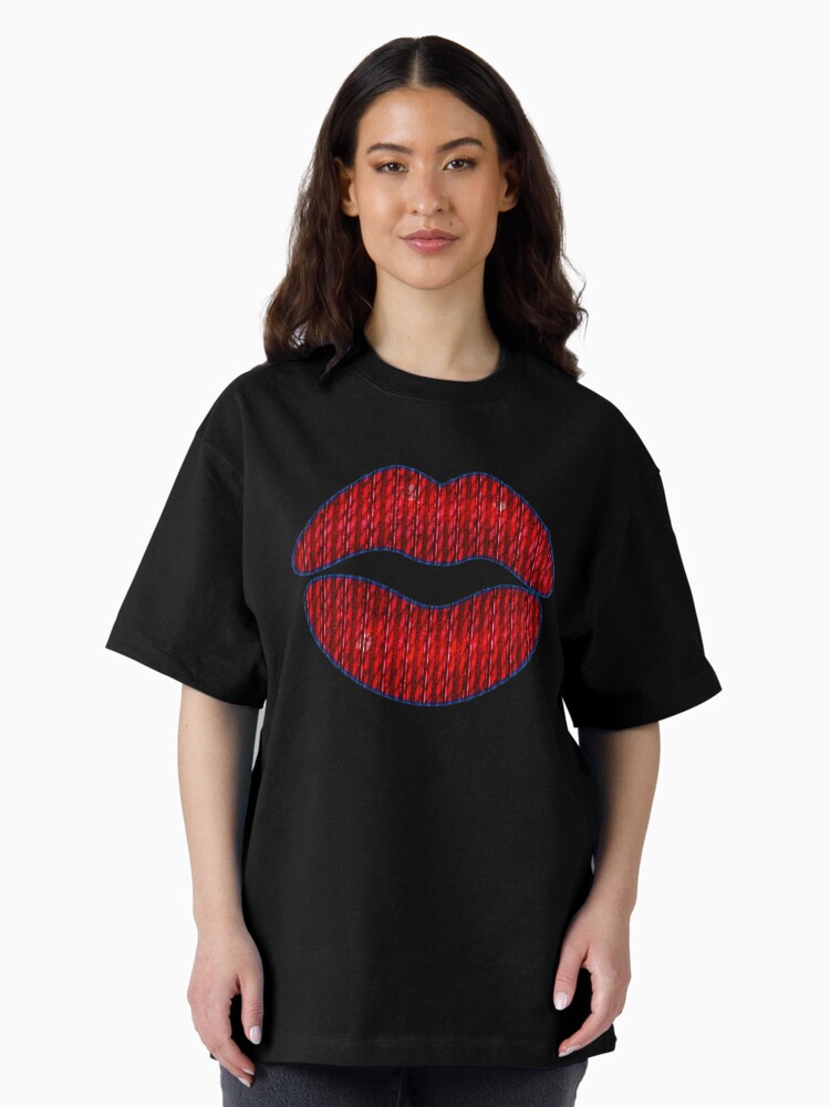 Thumbnail 2 of 7, Oversized T-Shirt, Red Lips (2) Black Background designed and sold by Vk91.