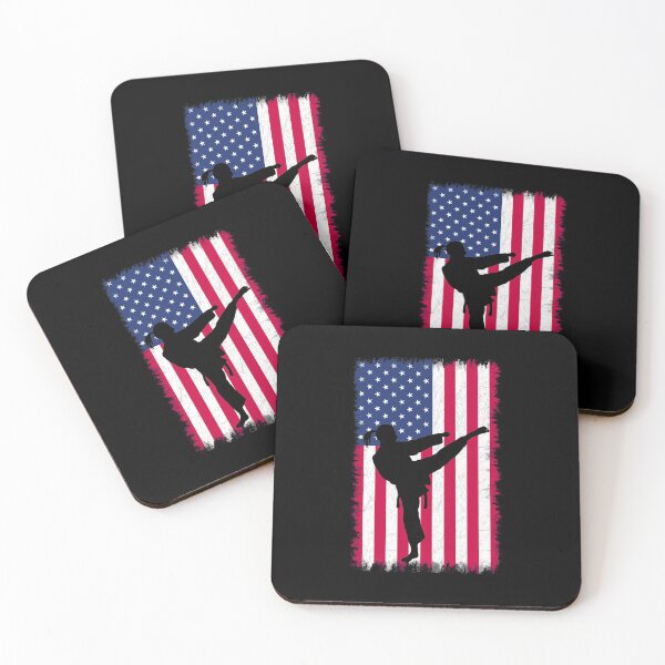 Item preview, Karate Fighter Women Girls Silhouette On American Flag Martial Arts Lover Patriotic Gift designed and sold by FunnySunny T-Shirts.