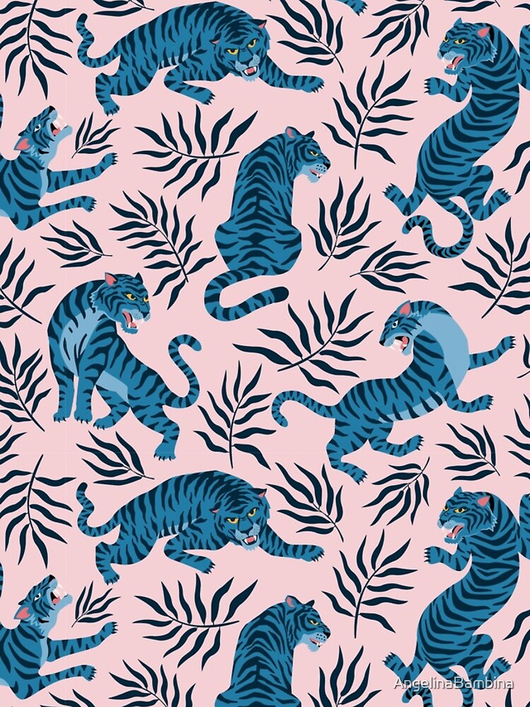 Asian tigers and tropical leaves by AngelinaBambina