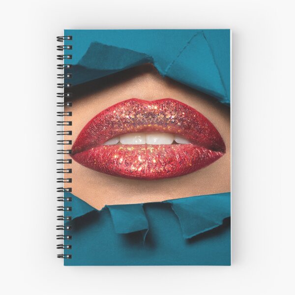 Item preview, Cant Breathe - Red Glitter Lips peeping through a hole in Teal paper designed and sold by cgroenewald.