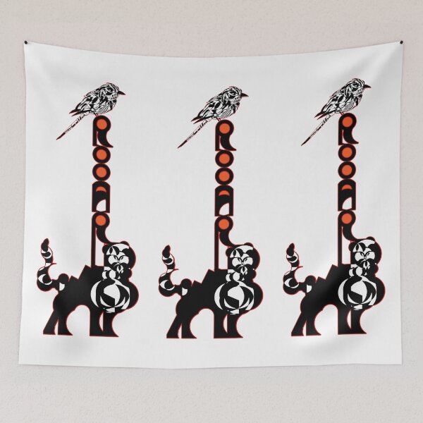 Item preview, Companions in Roar (Thin Stroke) v2.3- Logoart with the word “Rooar” placed vertically on a feline's back and a bird on top decorated inside Red stroke with Orange filling.  designed and sold by BDLVandFriends.
