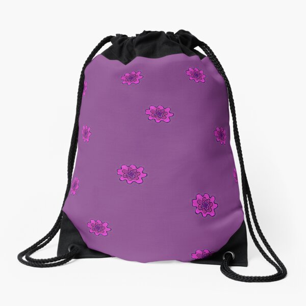 Psychedelic pink flower Drawstring Bag