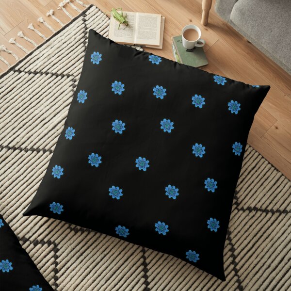 Psychedelische blau Blumen Bodenkissen