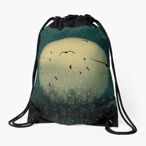 Winter night Drawstring Bag