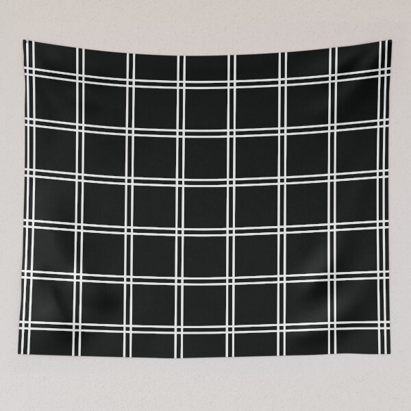 Artikelvorschau, Minimalistisches Tartan-Plaid-Weiß auf Schwarz entworfen und verkauft von hellcom.
