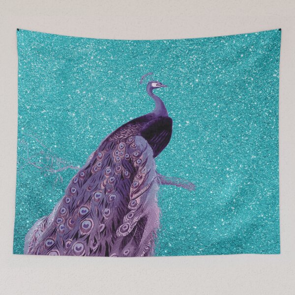 Item preview, Purple Peacock on Sparkling Turquoise  designed and sold by aprincessinsp.