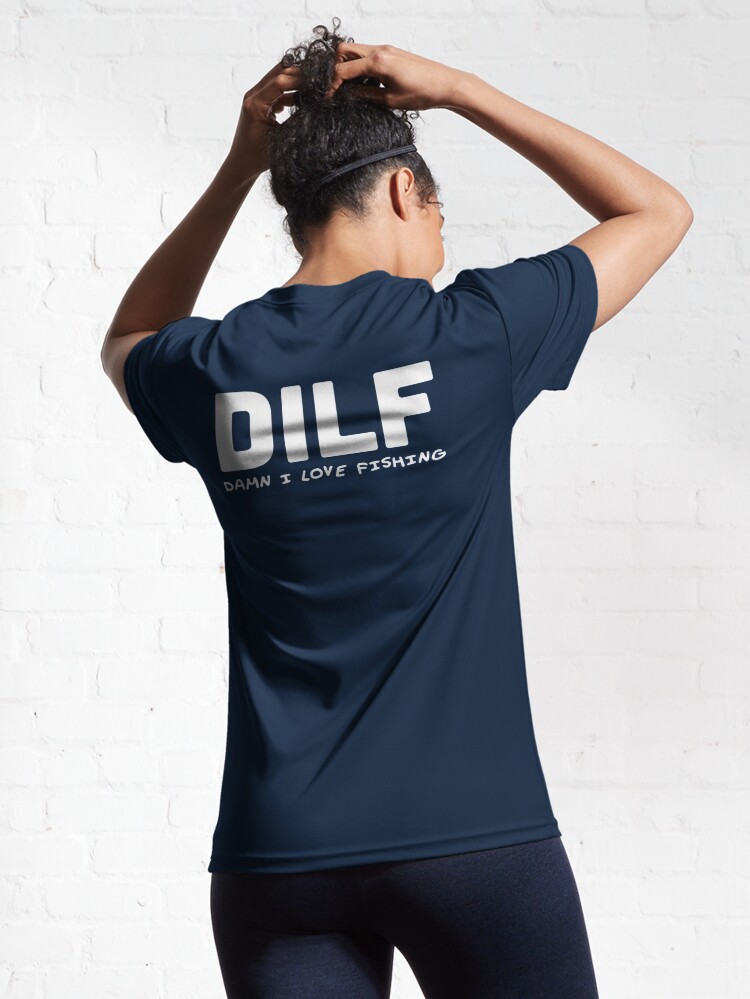 DILF Damn I Love Fishing Men's T-shirt Back Print - Monsterry