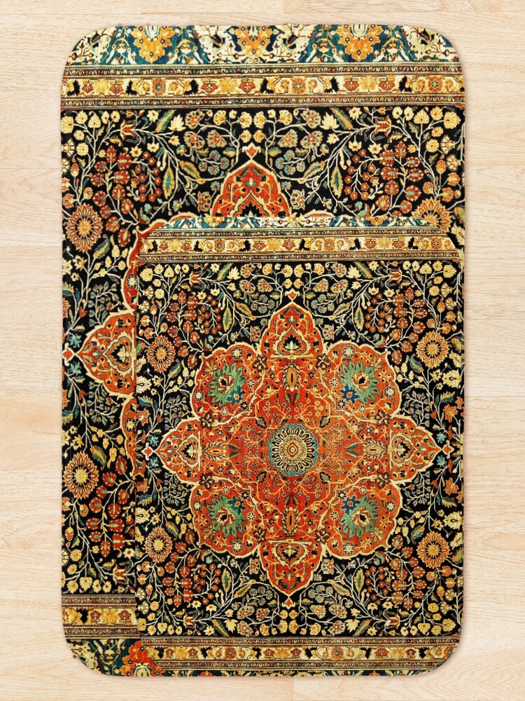 "Antique Persian Mohtashem Kashan Rug Print" Bath Mat for Sale by