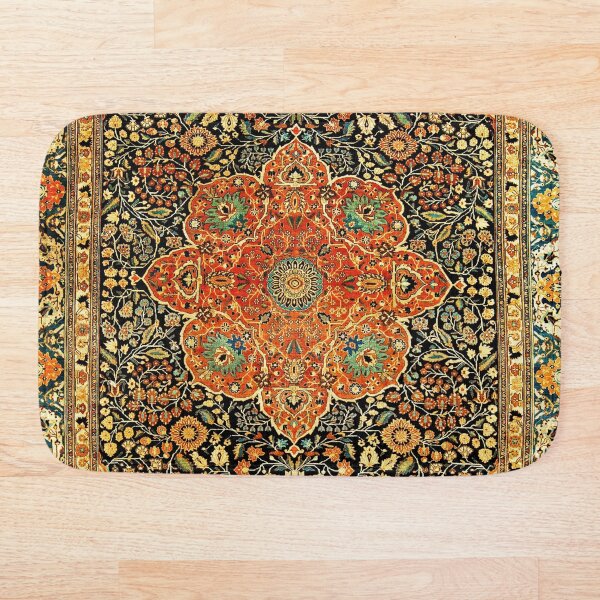 Antique Persian Mohtashem Kashan Rug Print Bath Mat