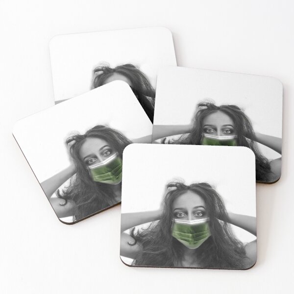 Item preview, Woman with mask Covid-19 coronavirus European girl designed and sold by MarketVisionAV.