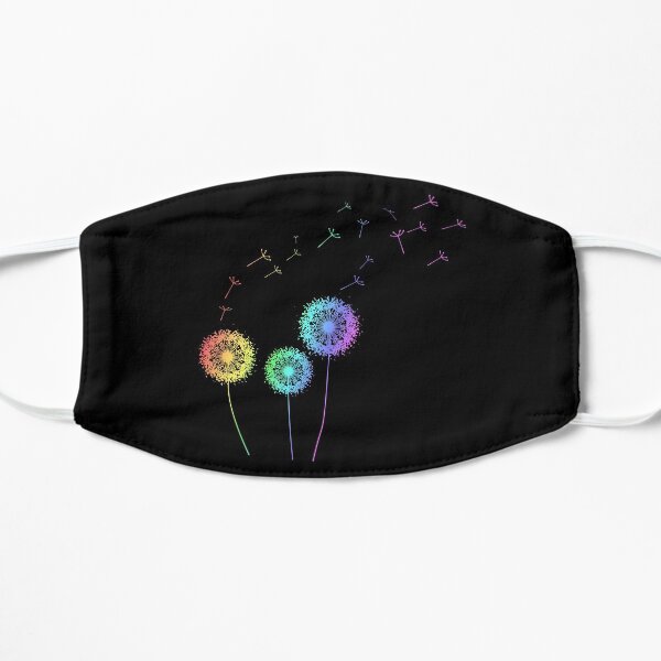 Pusteblumen Regenbogenfarben bunt schwarz Flache Maske