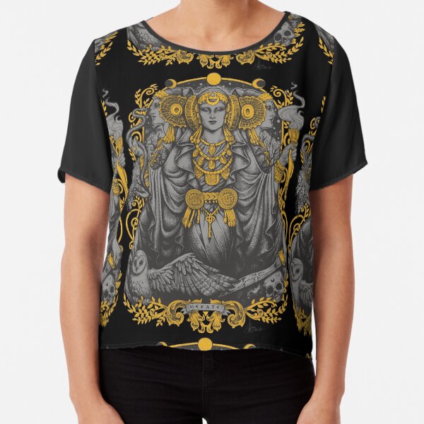 Iberian Hecate Gray Chiffon Top