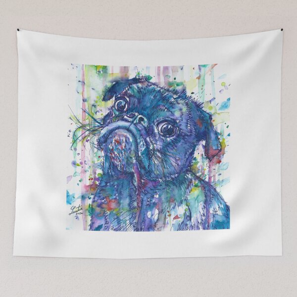 Item preview, PUG watercolor and ink portrait designed and sold by lautir.