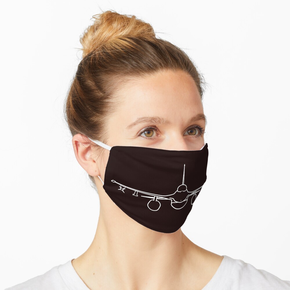 F-16 classic aircraft outline graphic (white) Mask