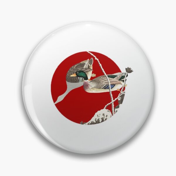 Item preview, Japanese Flag - Two Mallards near a Snow-Covered Lotus designed and sold by weavernap.