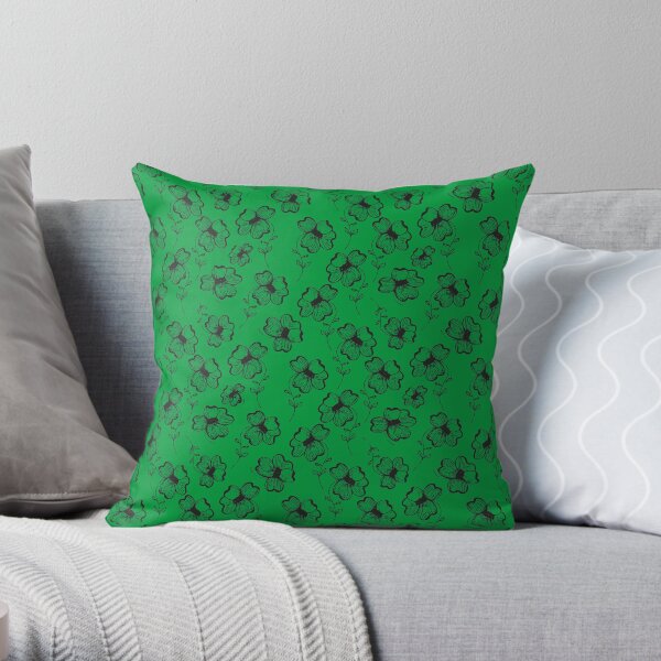 Bright Green Pretty Pansy Throw Pillow