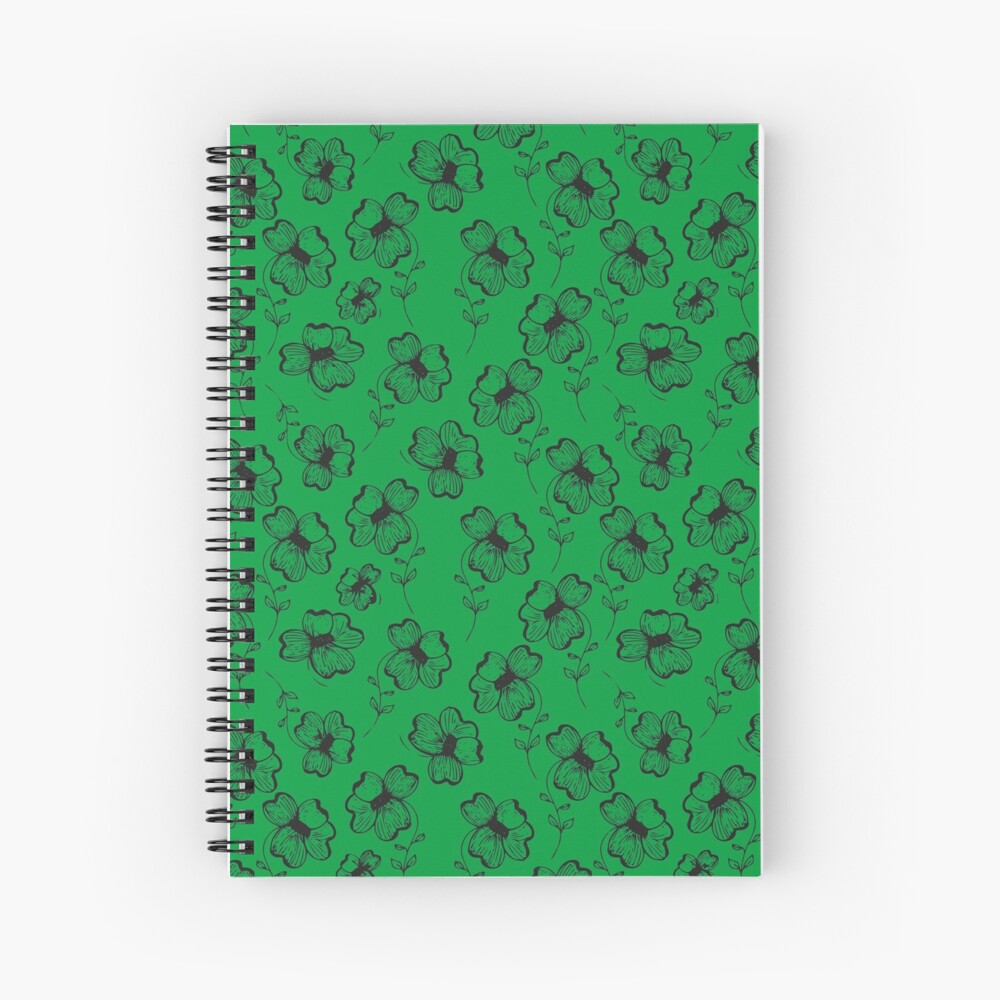 Bright Green Pretty Pansy Spiral Notebook