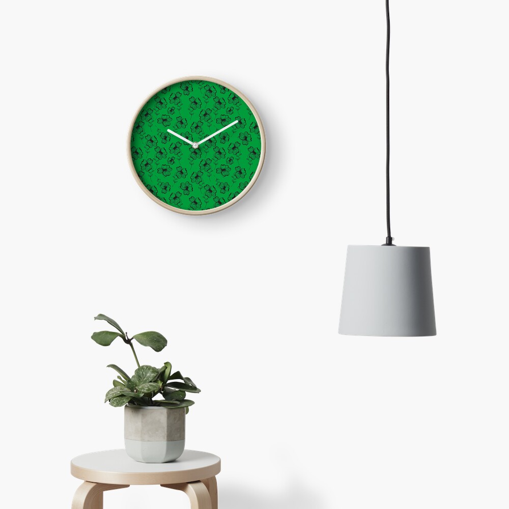 Bright Green Pretty Pansy Clock