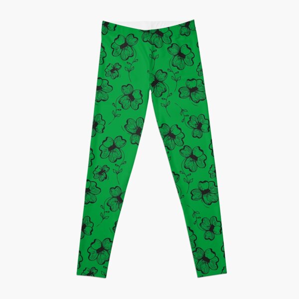 Bright Green Pretty Pansy Leggings