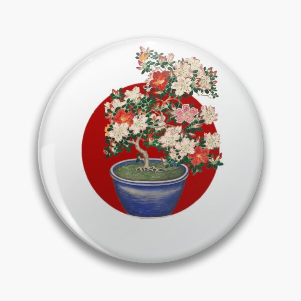 Item preview, Japanese Flag - Blooming Azalea in Blue Pot  designed and sold by weavernap.