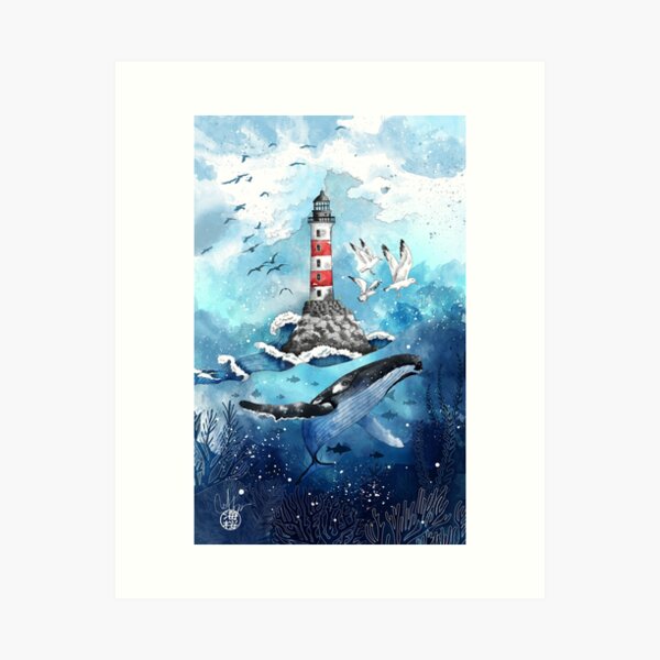 Item preview, the sea, the whale and the lighthouse designed and sold by marineloup-art.
