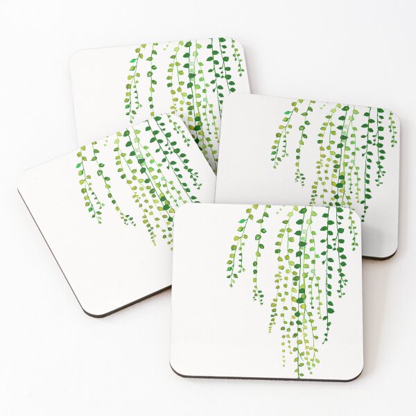 Item preview, Green string of pearls ink illustration botanical nature designed and sold by Leela's House.