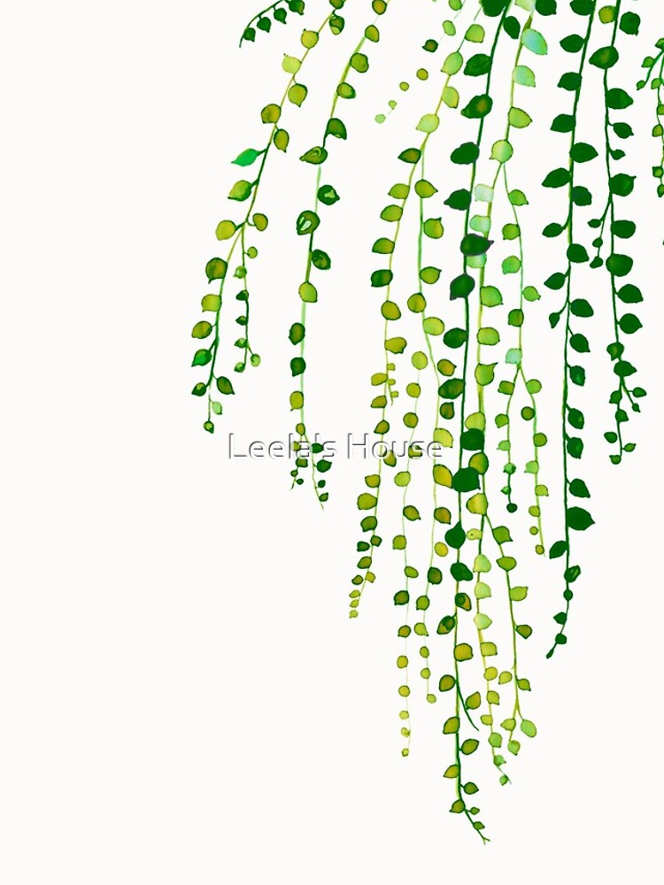 Green string of pearls ink illustration botanical nature by purdeybarcelona