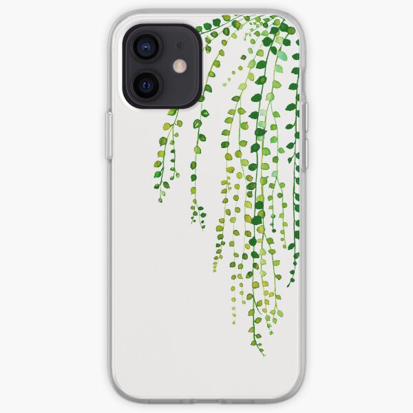 Green string of pearls ink illustration botanical nature iPhone Soft Case