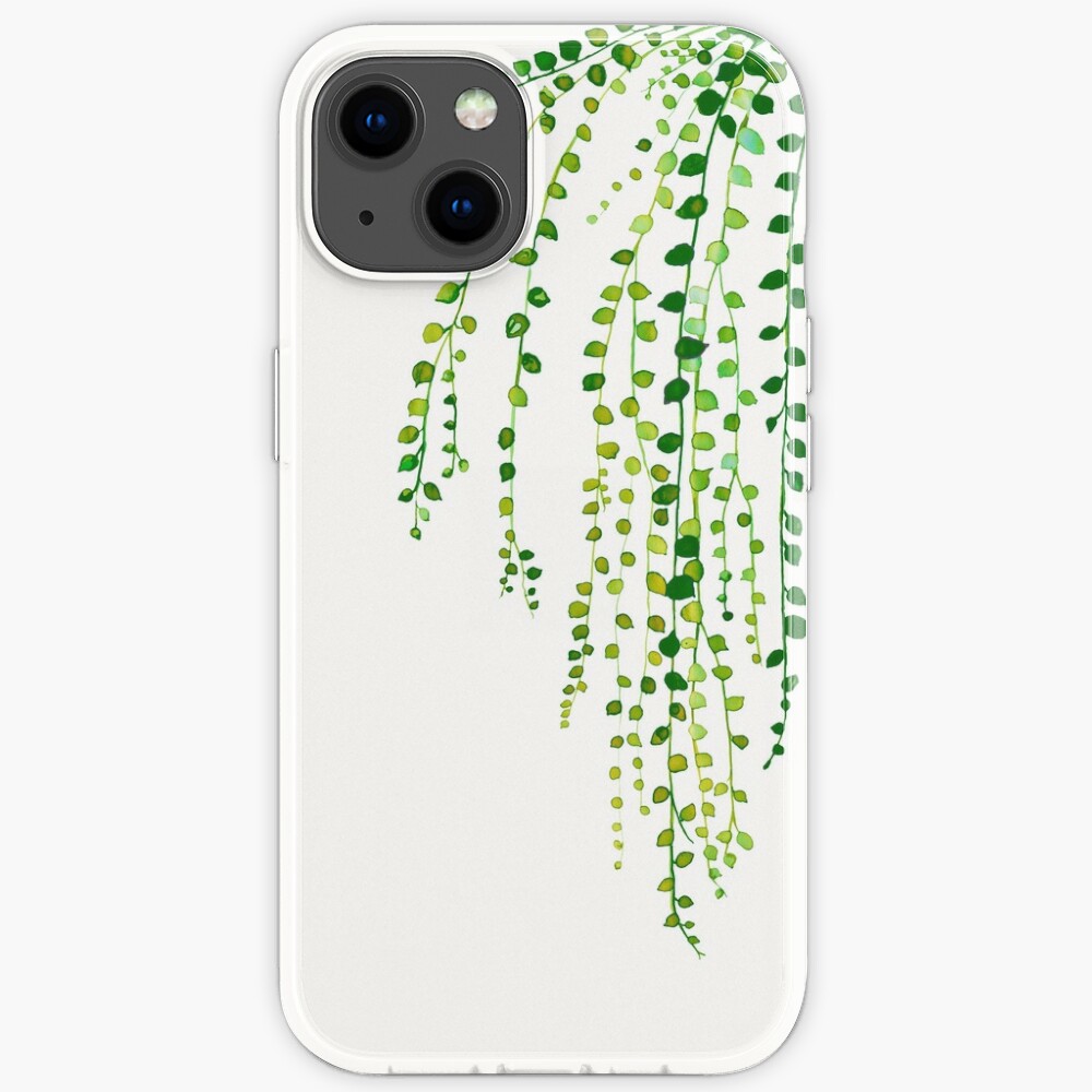 Green string of pearls ink illustration botanical nature iPhone Case