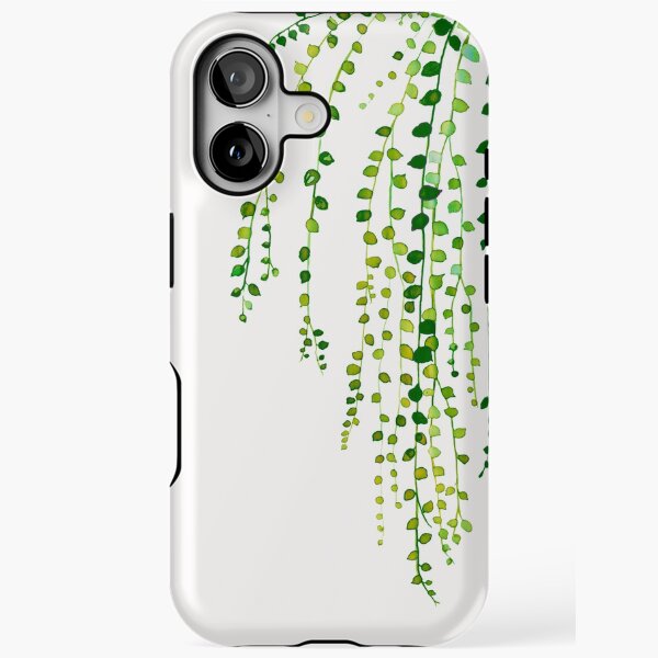 Green string of pearls ink illustration botanical nature iPhone Tough Case