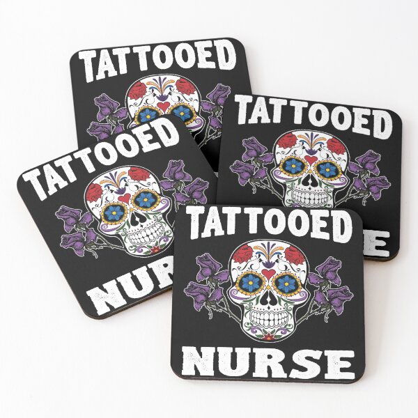 Item preview, Tattooed Nurse Sugar Skull Purple Roses Nurse designed and sold by inkedtee.